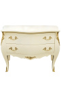 Baroque chest of drawers of Louis XV style beige and gold bronzes