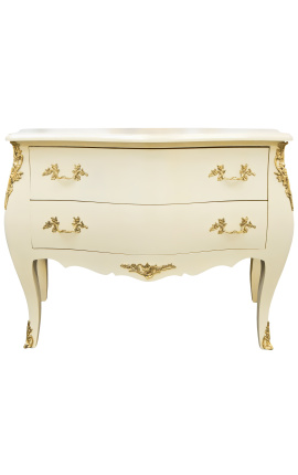 Baroque dresser of Louis XV style beige and gold bronzes