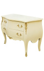 Baroque chest of drawers of Louis XV style beige and gold bronzes
