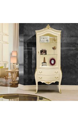 Barokke vitrinekast beige met goudbronzen