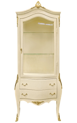 Barokke vitrinekast beige met goudbronzen