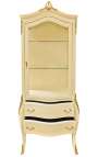 Barock vitrinskåp beige med guldbrons