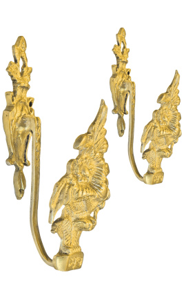 Coppia di reggitende in bronzo "Bouquet di fiori"
