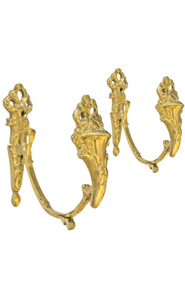 Paire de porte-embrasse en bronze "Vase et rubans"