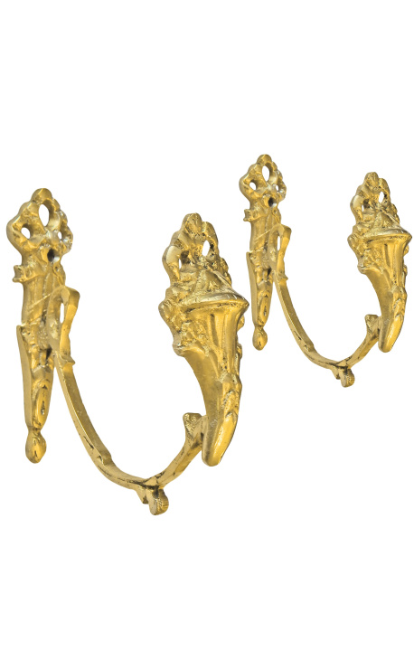 Paire de porte-embrasse en bronze "Vase et rubans"