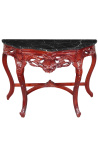 Console de style baroque bois teinté merisier et marbre noir