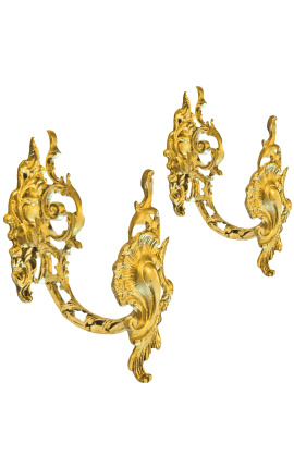 Un paio di supporti per tende in bronzo "Roll e rockery"
