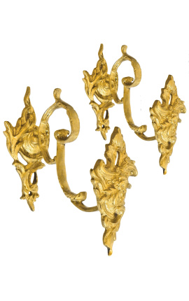 Coppia di porta tende in bronzo "Bouquet e acanto"
