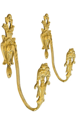 Coppia di porta tende in bronzo "Urna per fiori"