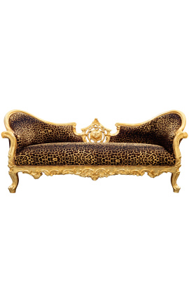 Barok Napoleon III medaljon stil sofa leopard stof og guld træ