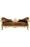 Baroque Napoleon III medallion style sofa leopard fabric and gold wood