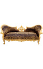 Barokk Napoleon III medaljongstil sofa leopardstoff og gulltre