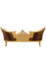 Barokowa sofa w stylu medalionu Napoleona III, tkanina w panterkę i złote drewno