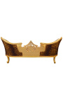 Divano barocco Napoléon III medaglione in tessuto leopardo e legno dorato