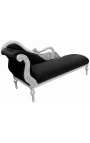 Gran chaise barroco longue con un terciopelo negro cisne y madera de plata