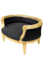 Canapea extensibila baroc pentru caine sau pisica din catifea neagra si lemn auriu