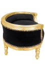 Baroque sofa bed for dog or cat black velvet and gold wood