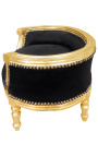 Baroque sofa bed for dog or cat black velvet and gold wood