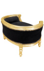 Canapé lit pour chien ou chat baroque velours noir et bois doré