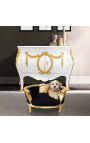 Barokk sovesofa for hund eller katt svart fløyel og gulltre