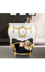 Baroque sofa bed for dog or cat black velvet and gold wood