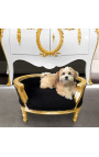 Baroque sofa bed for dog or cat black velvet and gold wood