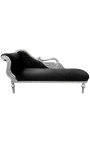 Gran chaise barroco longue con un terciopelo negro cisne y madera de plata