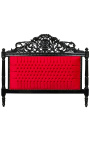 Baroque bed with red velvet fabric and black lacquered wood.