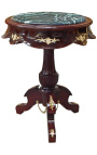 Runder Tisch im Empire-Stil aus Mahagoni, Bronze und grünem Marmor