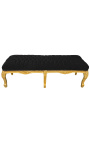 Flat Bench Louis XV stiliaus juodas aksominis audinys ir aukso mediena 