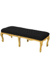 Flat bench Louis XV style black velvet fabric and gold wood - 4