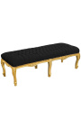 Flat Bench Louis XV style black velvet fabric and gold wood 