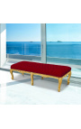 Piso Bench Louis XV estilo burdeos tela terciopelo y madera de oro