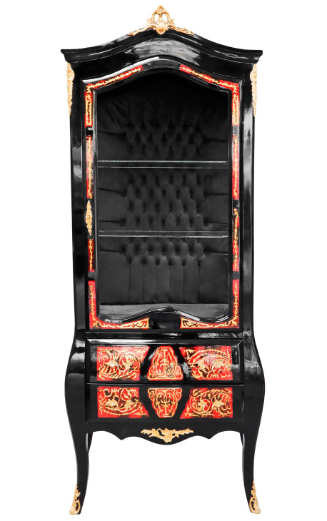 Boulle Marchetry Expositor Armet Preto Napoléon III estilo - 1