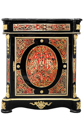 Buffet with marquetry Boulle style Napoleon III black marble