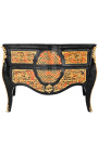 Large chest of drawers marquetry Boulle style Napoleon III black marble