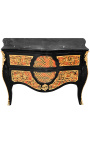 Suuri lipasto marquetry Boulle tyyliin Napoleon III musta marmori