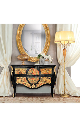 Grande marquete commodoEstilo Boulle Napoléon III mármore preto