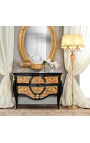 Stor kommode intarsia Boulle-stil Napoleon III svart marmor