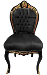 Chaise marqueterie Boulle de style Napoléon III velours noir et bois noir