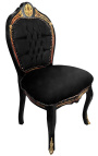 Chaise marqueterie Boulle de style Napoléon III velours noir et bois noir