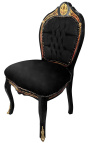 Chaise marqueterie Boulle de style Napoléon III velours noir et bois noir