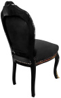 Καρέκλα δείπνου σε στυλ Napoleon III Boulle μαρκετερί μαύρο ύφασμα μαύρο ξύλο