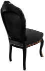 Napoleon III Estilo Cadeira de jantar Boulle Marchety Tecido Preto Madeira Preta - 6