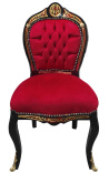 Napoleon III Tyyli ruokailutuoli Boulle Marquetry Burgundy Kangas Musta puu - 1