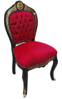 Napoleon III Stil matsalstol Boule Marquetry Bourgogne tyg svart trä - 3