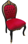 Napoleon III style dinner chair Boulle marquetry burgundy fabric black wood
