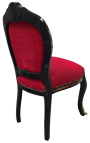 Napoleon III Štýl Jedálenská stolička Boulle Marquetry Burgundsko Tkanina Black Wood - 5