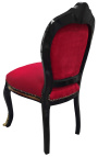Krzesło obiadowe w stylu Napoleona III Boulle intarsja bordowa tkanina czarne drewno