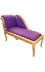 Louis XV-Chaiselongue aus violettem Samtstoff und goldenem Holz